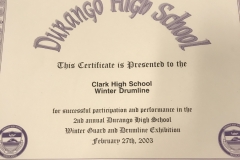 2003 - Durango Winter Guard and Drum Line Exhibition